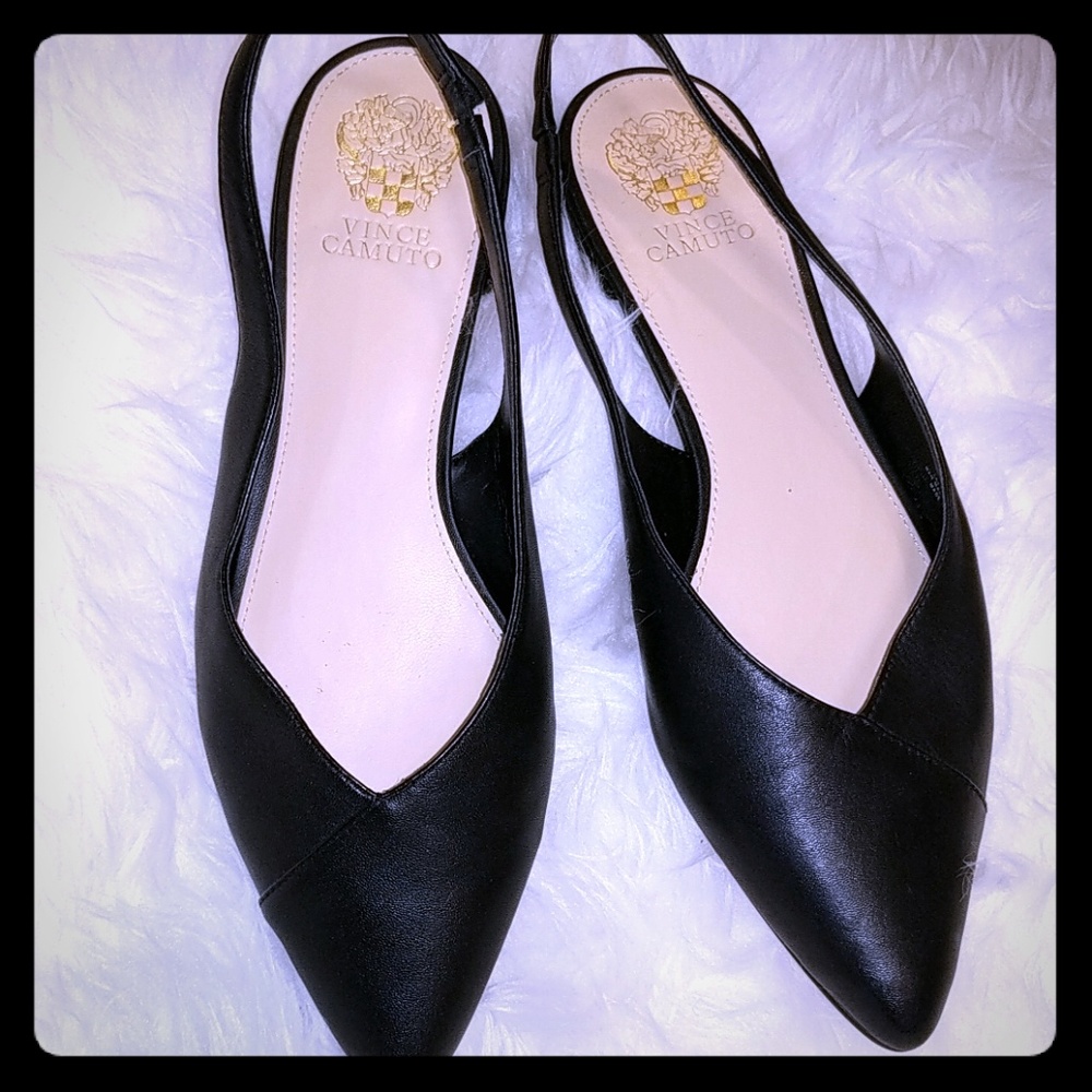 Vince Camuto Leather Slingback Pointed Toe Flats